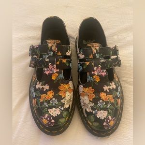 Black Floral Dr. Marten Mary Janes- NEVER WORN.